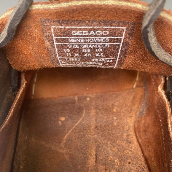 SEBAGO Docksides Portland Nubuck Distressed Brown Orange Boat Shoes Mens 11 - Picture 3 of 11